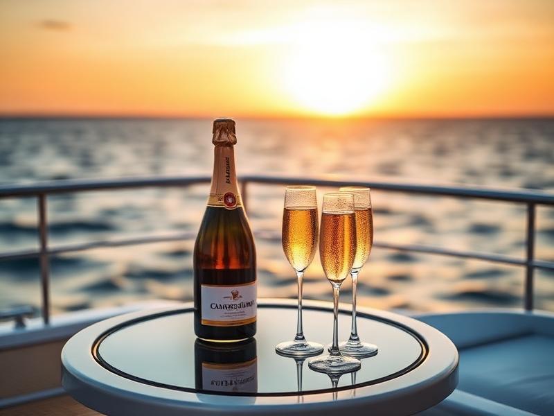 drinks setup and bar arrangement on a private yacht charter in miami