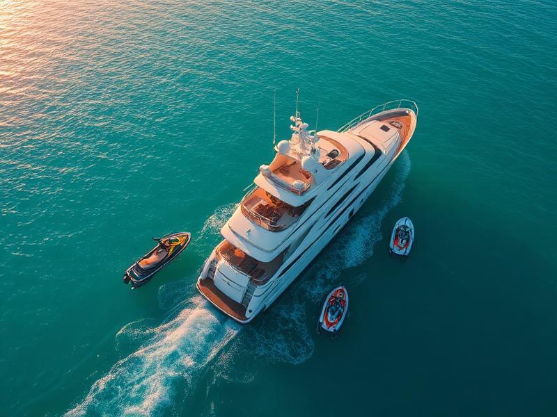 Water Sports Miami Yacht Charter — Crown Yachts watersports on a miami yacht rental including jet skis and flyboards on biscayne bay