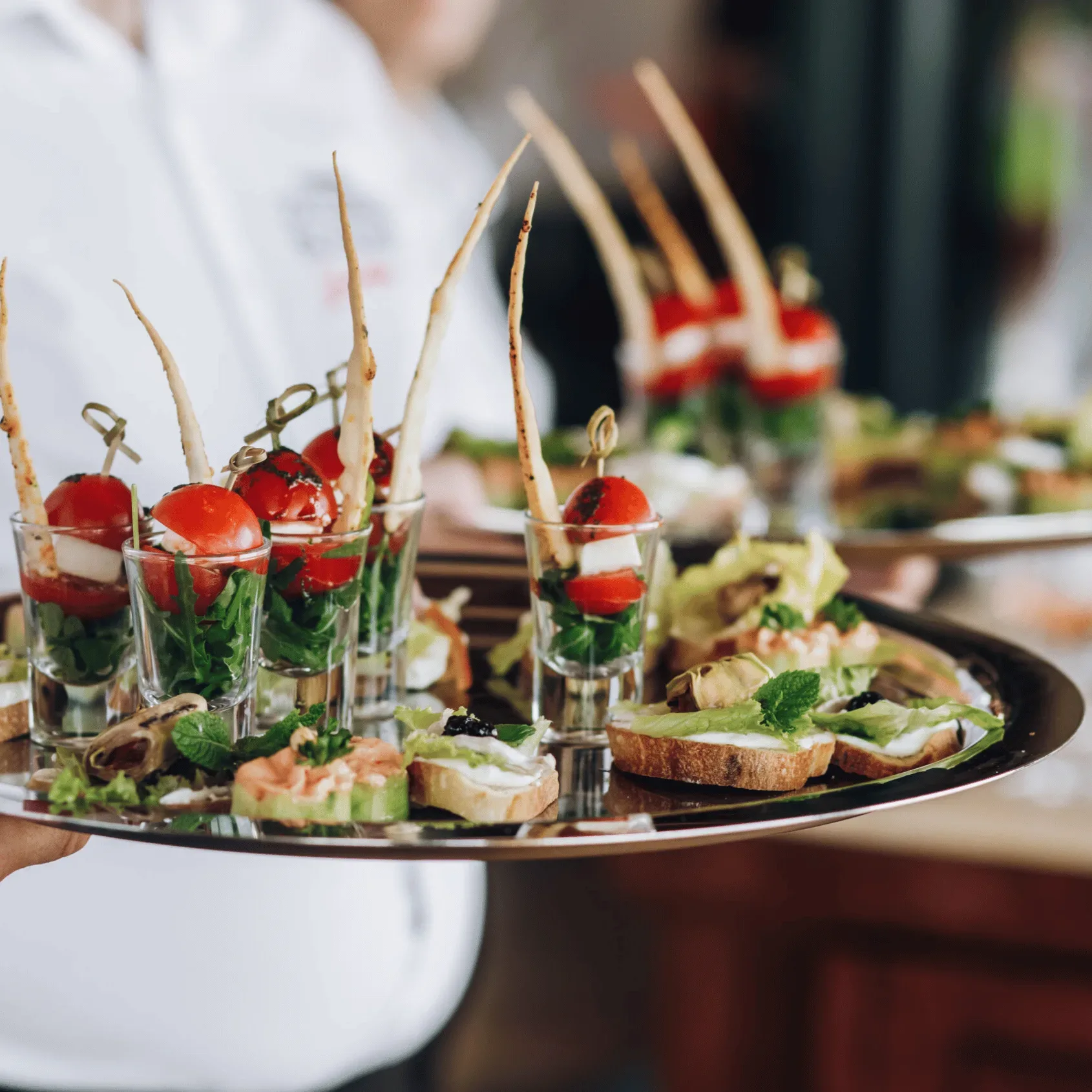 Canapés and appetizers served on a luxury yacht in Miami