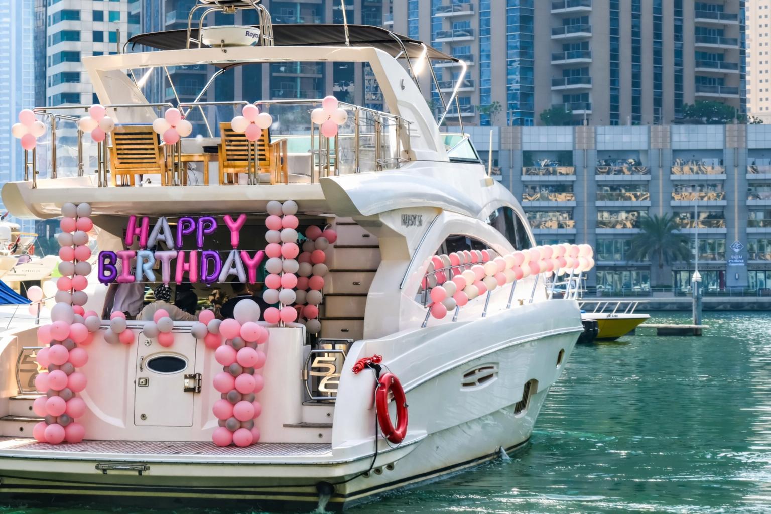 birthday party on a yacht miami with guests celebrating on biscayne bay