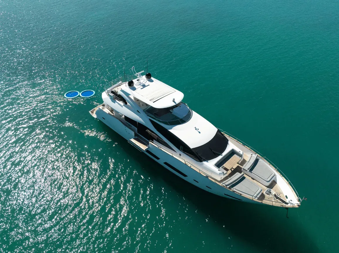 Yacht Stateroom for Overnight Charter — Crown Yachts Miami luxury yacht interior stateroom for overnight yacht rental in miami