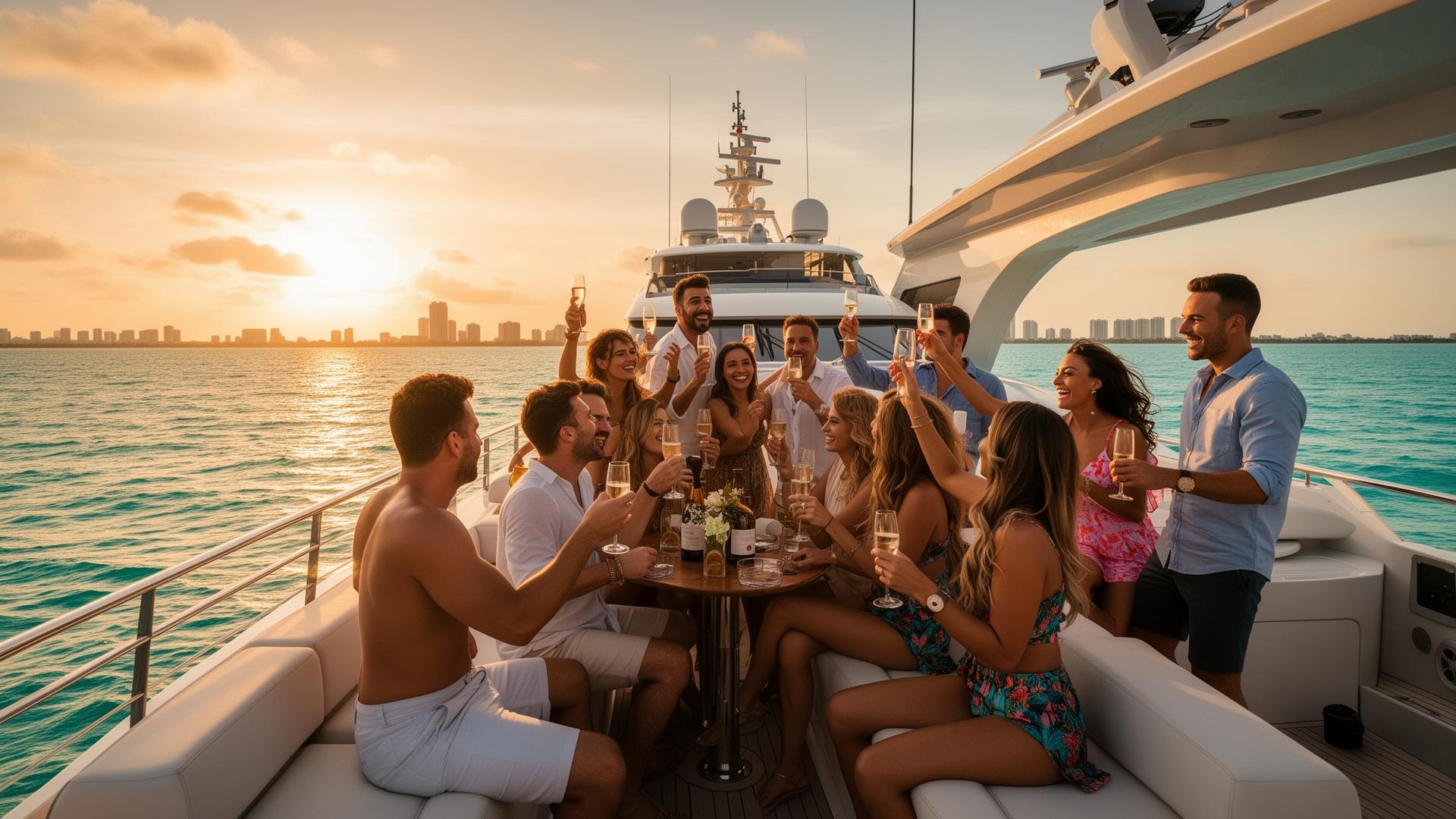 Family Yacht Day Miami — Crown Yachts family yacht outing in miami with kids enjoying the water and miami skyline